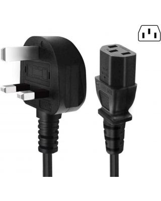 C13 Kettle Lead Black Power Cable UK Plug 5A 