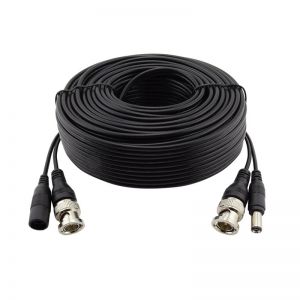 Premium Copper CCTV Video & Power Cable BNC+DC Black 1m