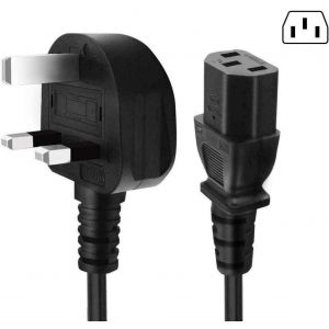 C13 Kettle Lead Black Power Cable UK Plug 5A 