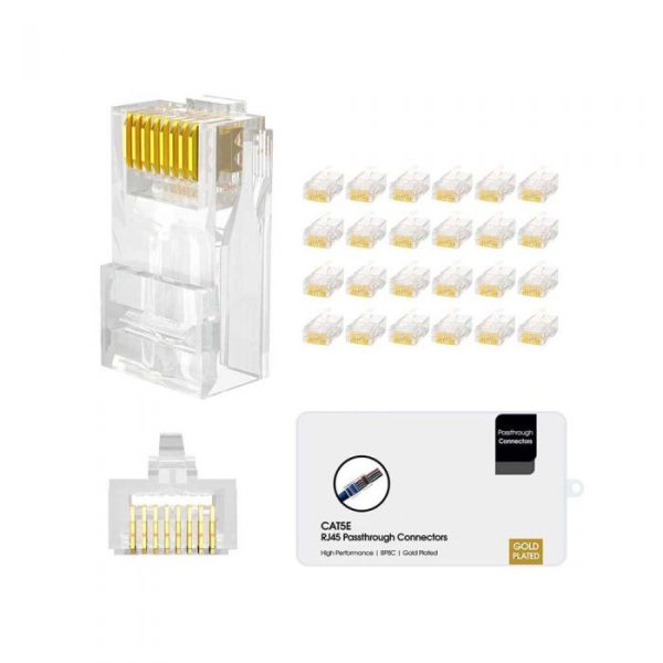 100 Easy Fit EZ Pass Through RJ45 Cat5e Modular Crimp Connectors