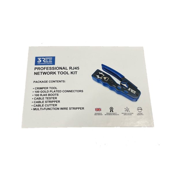 RJ45 Pass through Crimper Tool Kit with 100 Connectors - Image 3