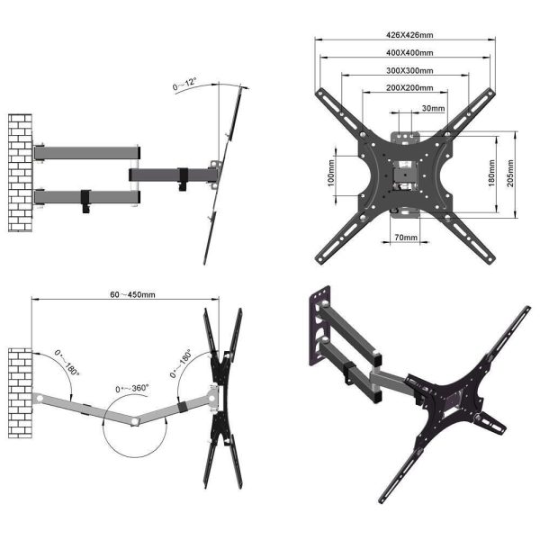 32-55'' TV Wall Bracket Mount With Tilt and Swivel For Monitors LCD & LED TV - Image 5