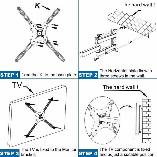 32-55'' TV Wall Bracket Mount With Tilt and Swivel For Monitors LCD & LED TV - Image 6