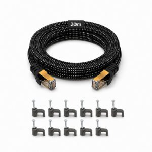 20m CAT8 Ethernet Cable FLAT RJ45 Shielded 2000MHz 40Gbps Ultra HighSpeed