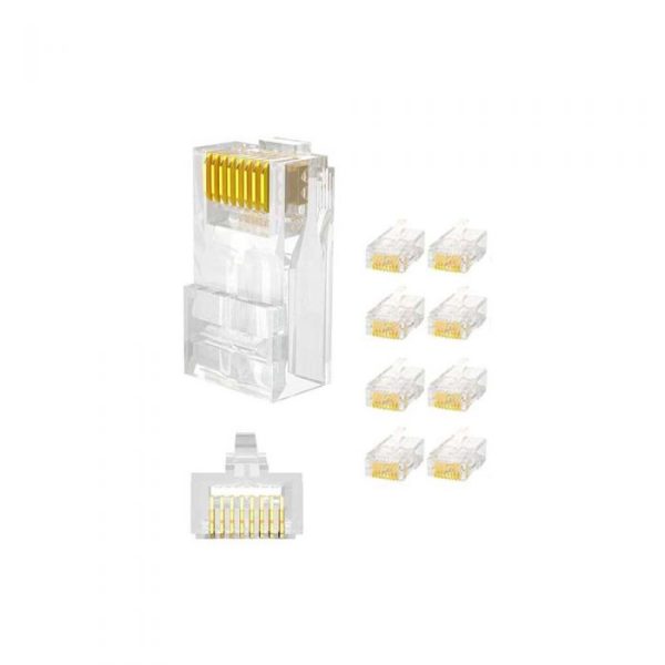 Easy Fit Pass Through RJ45 Cat5e Modular Crimp Connectors 50 Pack