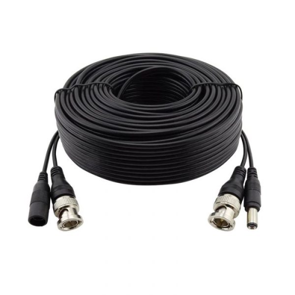 Premium Copper CCTV Video & Power Cable BNC+DC Black 30m