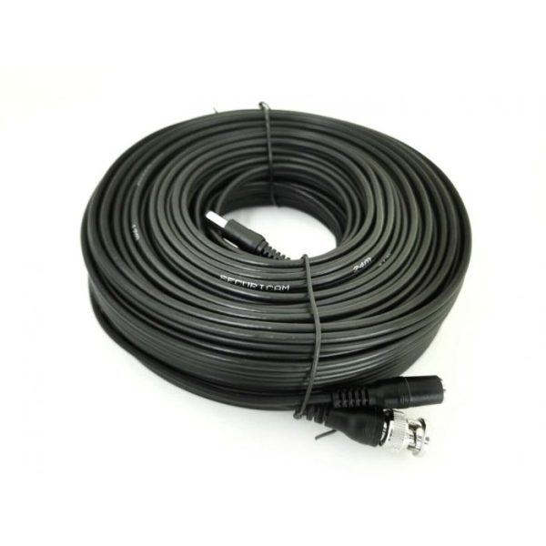 Premium Copper CCTV Video & Power Cable BNC+DC Black 1m - Image 2