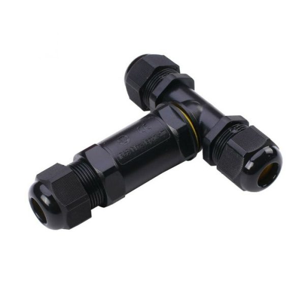 Weatherproof IP68 3 way T Cable Connector