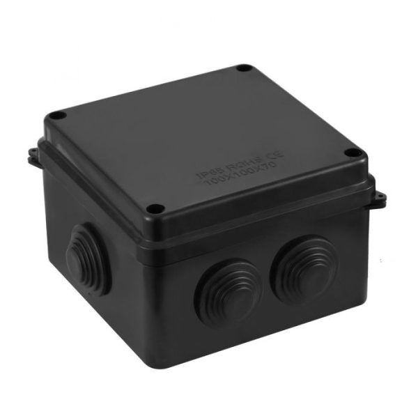 IP65 Waterproof Black Junction Box (100x100x70mm)