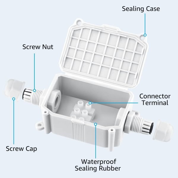 2 Way Waterproof IP66 Outdoor White Junction Box for 4-10mm Cables - Image 2