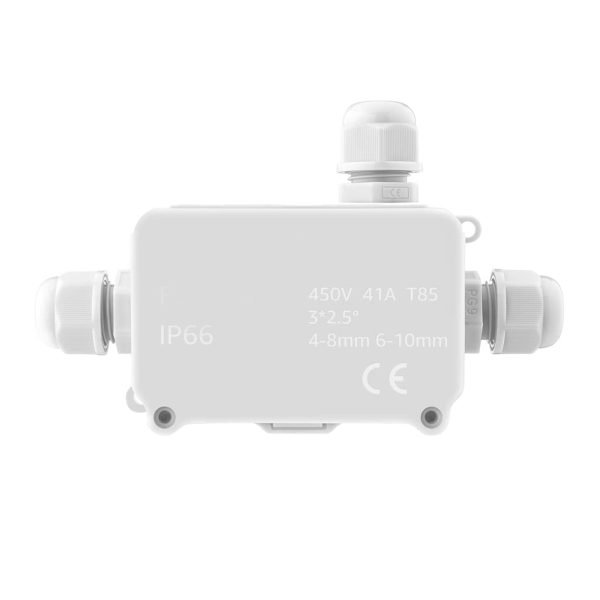 3 Way Waterproof IP66 Outdoor White Junction Box for 4-8mm Cables